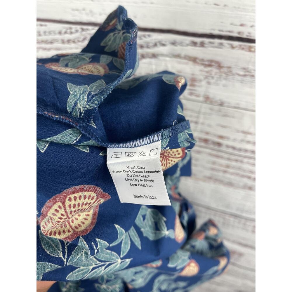 Meyer's Jumpsuit Womens Medium Blue Citrus Floral Print Long Sleeve Pockets Boho - Picture 6 of 12